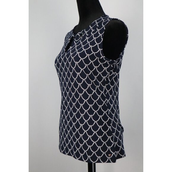 Tommy Hilfiger Women's Navy Sleeveless Top with Rope Pattern &‎ Lace-Up Neckline - Picture 5 of 9